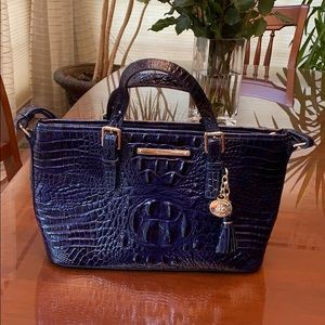Brahmin navy blue leather purse